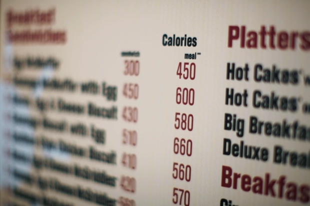McDonald's menu calorie count