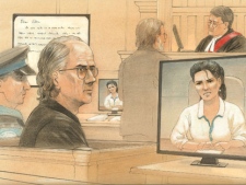 Giovanni Palumbo appears in a Toronto courtroom in this court sketch image Friday, Sept. 30, 2011. (CTV)