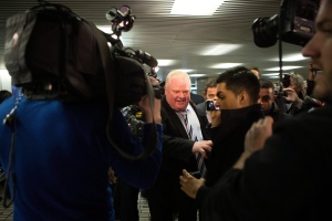 Toronto Mayor Rob Ford steps out of his office at city hall in Toronto on Wednesday, March 19, 2014. (The Canadian Press/Chris Young)