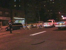 Police tape is seen at the site of an overnight shooting in North York. (CP24)