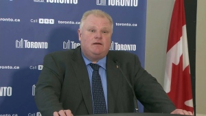 Toronto Mayor Rob Ford announces a number of closures on the Gardiner Expressway at a press conference on Friday, March 28, 2014. 