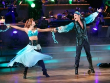 In this image released by ABC, TV personality Carson Kressley, right, and his partner Anna Trebunskaya perform on the celebrity dance competition series "Dancing with the Stars," Monday, Oct. 10, 2011 in Los Angeles. (AP Photo/ABC, Adam Taylor)
