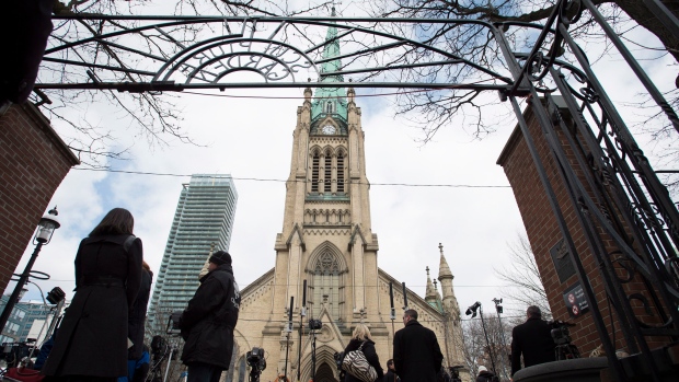 An outside shot of Toronto's Cathedral Church of St. James