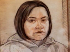 Donna Irving, charged with second-degree murder in the death of Katelynn Sampson, is seen in this court sketch.