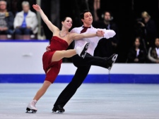 Tessa Virtue and Scott Moir of Canada perform their free dance in the ice dance competition during the Skate Canada International figure skating competition Sunday, October 30, 2011 in Mississauga, Ont. THE CANADIAN PRESS/Paul Chiasson