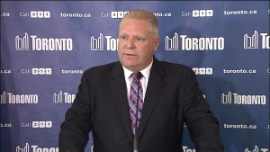 Toronto city Coun. Doug Ford addresses the latest allegations against his brother, Mayor Rob Ford, on Thursday, May 1, 2014.