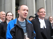 Byron Sonne talks to media outside court in Toronto, Wednesday, May 18, 2011. (THE CANADIAN PRESS/Pat Hewitt)