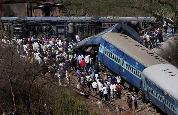 Train derailment in western India