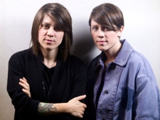 Tegan (left) and Sara are pictured in Toronto as they promote "Get Along," their new CD/DVD on Thursday Nov. 17, 2011. (THE CANADIAN PRESS/Chris Young)
