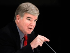 In this Oct. 24, 2011, file photo, NCAA president Mark Emmert speaks about policy changes being considered by the NCAA during the Knight Commission on Intercollegiate Athletics meeting in Washington. Penn State released a letter Friday, Nov. 18, 2011, from NCAA president Mark Emmert to Penn State president Rod Erickson saying that the governing body for college sports will examine "Penn State's exercise of institutional control over its intercollegiate athletics programs" in the case of Jerry Sandusky, the former defensive coordinator for the NCAA college football team accused of serial child sex abuse. (AP Photo/Manuel Balce Ceneta, File)