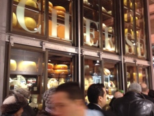 The so-called wall of cheese is pictured inside Loblaws' new store at Maple Leaf Gardens shortly after it opened Wednesday, Nov. 30, 2011. (CP24/Katie Simpson)