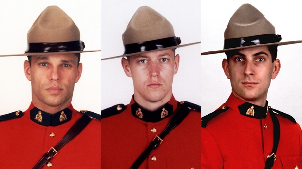 rcmp moncton funeral slain officers remembered dedication community mounties cp24 given collect memory gifts flowers cst ross unbearable georges gevaudan