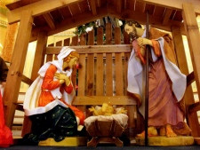 A Nativity Scene is displayed for the holiday season in the rotunda of the Illinois State Capitol Monday, Nov. 28, 2011 in Springfield, Ill. (AP Photo/Seth Perlman)