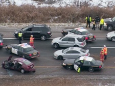 Two people were injured in a collision on Highway 404, near Stouffville Road, on Wednesday, Dec. 7, 2011. 