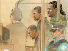 Suspects arrested in a series of pre-dawn raids as part of Project Marvel on Tuesday, Dec. 13, 2011, are pictured in this courtroom sketch (CP24/John Mantha).
