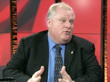 Mayor Rob Ford speaks to CP24's Stephen LeDrew during an interview Thursday, Dec. 15, 2011.