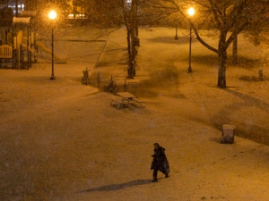 A man walks through a park during heavy snowfall in Toronto on Tuesday, Dec. 27, 2011. (THE CANADIAN PRESS/Pawel Dwulit)