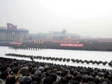 Thousands of North Koreans gather in Pyongyang at Kim Il Sung square to hold a mass rally in support for their country's policies and new leader Kim Jong Un on Tuesday, Jan. 3, 2012. (AP Photo)
