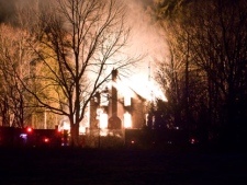 An abandoned home in Pickering was burnt to the ground in a suspicious fire on Jan. 6, 2012. (Tom Stefanac/CP24)