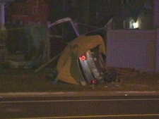 A vehicle involved in a fatal accident in Mississauga Friday night is shown. (CP24)