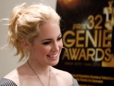 Actress Charlotte Sullivan is pictured at a press conference to announce the nominations for the 32nd annual Genie Awards in Toronto on Tuesday, Jan. 17, 2012. THE CANADIAN PRESS/Chris Young.