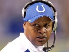 In this Dec. 22, 2011 file photo, Indianapolis Colts coach Jim Caldwell watches during second half of an NFL football game against the Houston Texans, in Indianapolis. The Colts have fired Caldwell. The team announced the decision Tuesday, Jan. 17, 2012. Caldwell just finished his third and worst season as head coach of the Colts, who stumbled to a 2-14 finish without injured quarterback Peyton Manning. (AP Photo/AJ Mast)