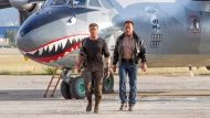 This image released by Lionsgate shows Sylvester Stallone, left, and Arnold Schwarzenegger in a scene from 'Expendables 3.' (Phil Bray / Lionsgate)