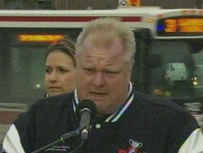 Mayor Rob Ford speaks with reporters Wednesday afternoon. (CP24)