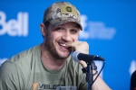 Actor Tom Hardy laughs during a press conference for "The Drop" at the 2014 Toronto International Film Festival in Toronto on Saturday, Sept. 6, 2014. (The Canadian Press/Hannah Yoon)