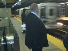 Mayor Rob Ford speaks waits for a Scarborough RT train in this photo posted to Twitter early Thursday, Feb. 9, 2012. (Twitter/Isaac Ransom)