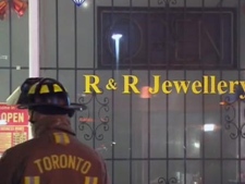 Firefighters discovered a break-in while battling a blaze at a Jane Street jewelry store late Sunday, Feb. 12, 2012.