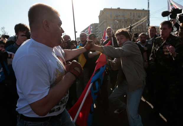 People in Moscow march against Ukraine fighting