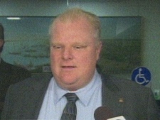 Mayor Rob Ford speaks with reporters Wednesday. (CP24)