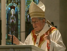 Cardinal Thomas Collins speaks to those gathered at a special mass inside St. Michael's Cathedral in Toronto on Wednesday, Feb. 29, 2012.