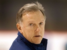Toronto Maple Leafs head coach Ron Wilson keeps an eye on the team's practice on Friday, March 2, 2012 in Brossard, Que. (THE CANADIAN PRESS/Ryan Remiorz)