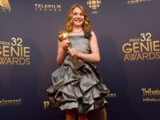 Sophie Nelisse holds the award for Actress in a Suporting Role for the movie "Monsieur Lazhar" at the 32nd Genie Awards in Toronto on Thursday, March 8, 2012. (THE CANADIAN PRESS/Chris Young.)
