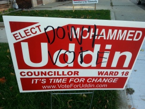 Election sign defaced 