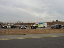 Three people were taken to hospital after a multi-vehicle crash in Highway 404's southbound lanes, near Highway 407, on Monday, March 12, 2012. (Photo courtesy of Peter Floros)