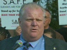 Mayor Rob Ford speaks with reporters Thursday. (CP24)