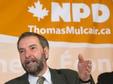 NDP leadership candidate Thomas Mulcair speaks during a press conference in Toronto on Tuesday, March 20, 2012. THE CANADIAN PRESS/Nathan Denette