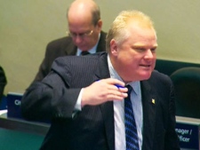 Toronto Mayor Rob Ford speaks during debate in council chambers at city hall, Wednesday, March 21, 2012.
