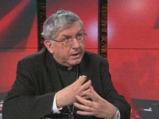 Cardinal Thomas Collins speaks with Stephen LeDrew Thursday afternoon. (CP24)