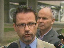 Tim Maguire speaks with reporters Wednesday afternoon. (CP24)
