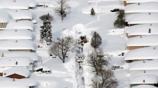 New York snow, bulldozer, ambulance
