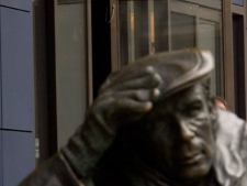 A statue Glenn Gould sits outside the CBC offices in Toronto on March 25, 2009. (THE CANADIAN PRESS/Chris Young)
