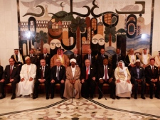 Arab leaders pose for a group photo ahead of the opening session of the Arab League summit in Baghdad, Iraq, Thursday, March, 29, 2012. The annual Arab summit meeting opened in the Iraqi capital Baghdad on Thursday with only 10 of the leaders of the 22-member Arab League in attendance and amid a growing rift between Arab countries over how far they should go to end the one-year conflict in Syria. (AP Photo/Karim Kadim)