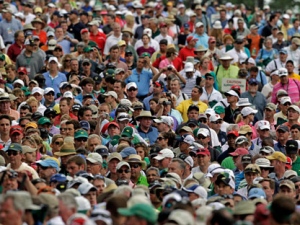Spectators leave Augusta National Golf Course after play was suspended because of inclement weather during the par 3 competition at the Masters golf tournament Wednesday, April 4, 2012, in Augusta, Ga. (AP Photo/Darron Cummings)