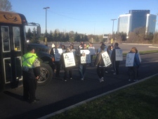 Direct Energy workers took to the picket lines on Wednesday, April 18, 2012. (Cam Woolley, CP24)