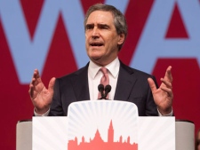 Former Liberal leader Michael Ignatieff speaks during the Welcome ceremony at the party's biennial convention in Ottawa Friday January 13, 2012. THE CANADIAN PRESS/Adrian Wyld