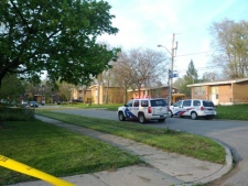 Emergency vehicles are seen in this photo following a shooting on Varna Drive on Friday, May 4, 2012. 